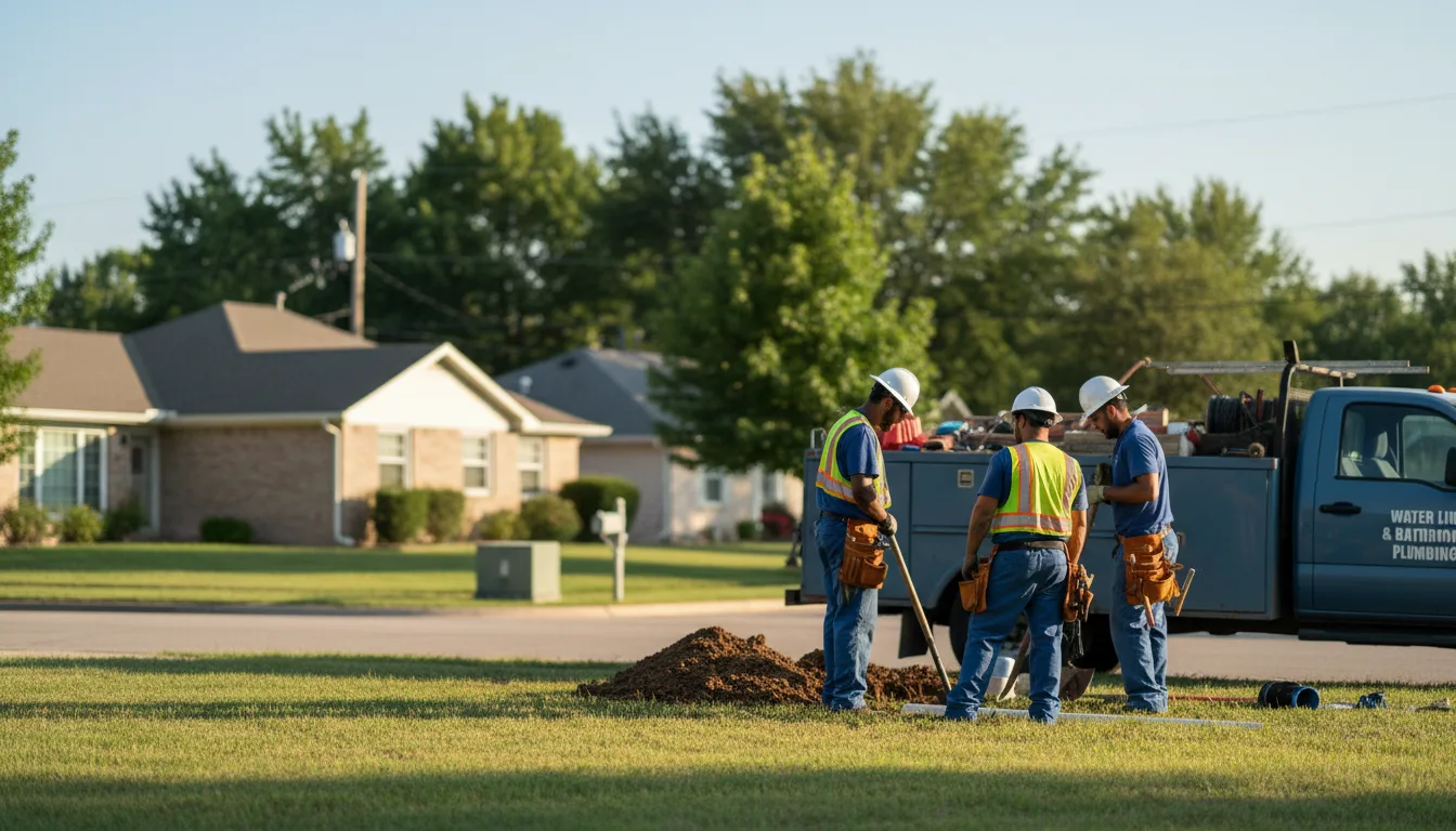 Residential water line and bathroom plumbing service in Waurika, OK